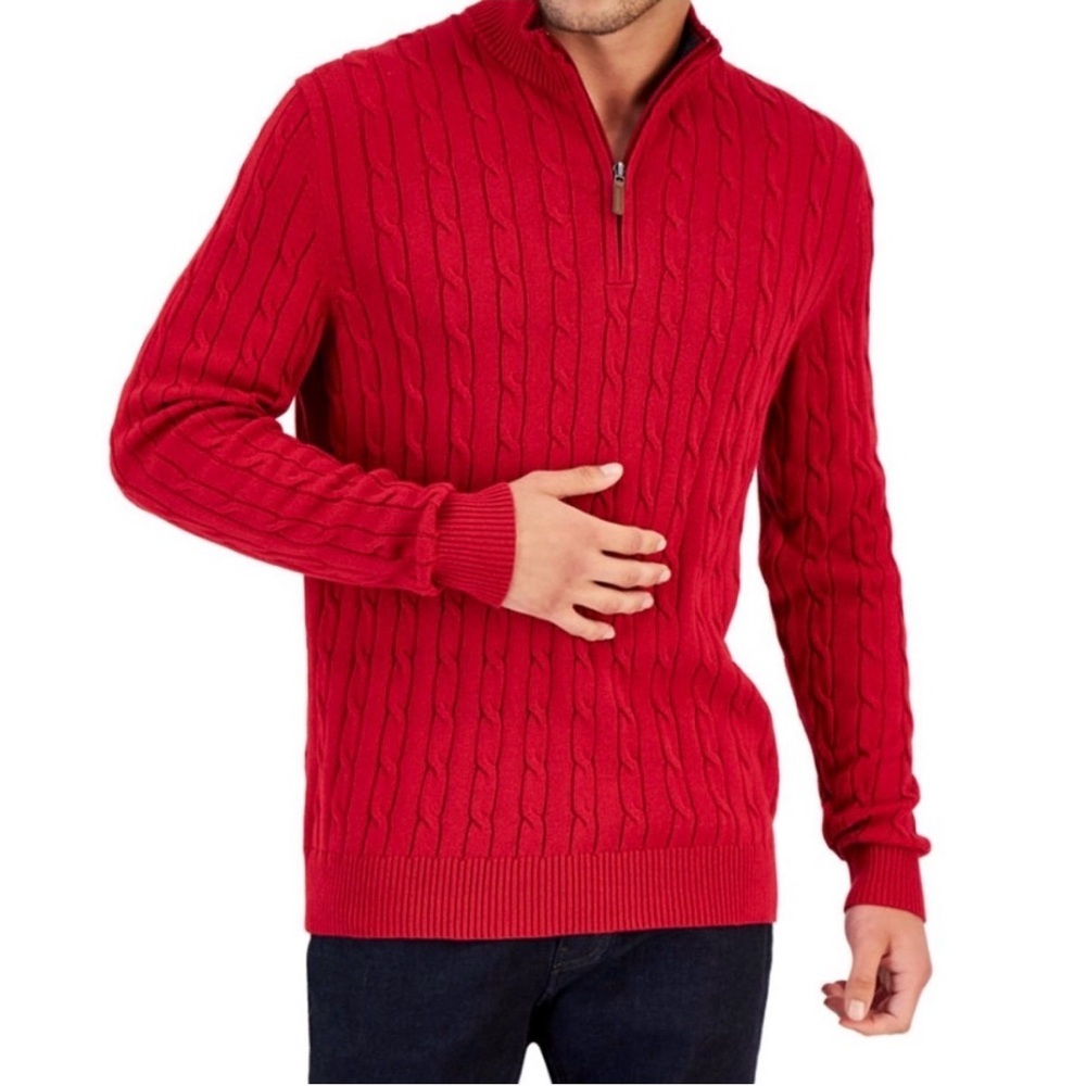 Club Room Men's Zip Up Red Sweater